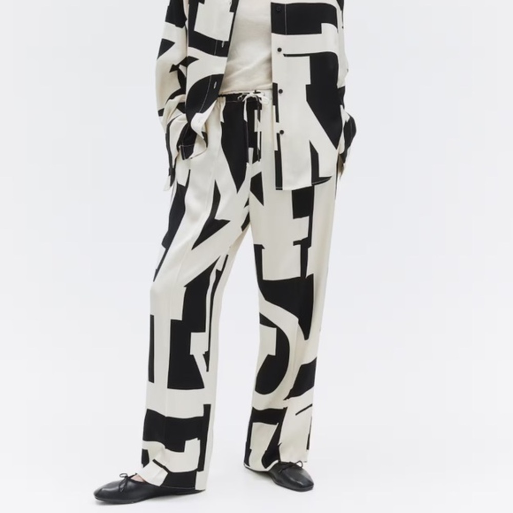 H&M Black and White Geometric Pants